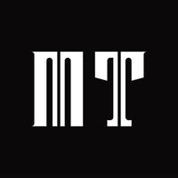 mt logo monogramma con mezzo fetta design modello vettore