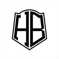 hb logo monogramma con scudo forma schema design modello vettore