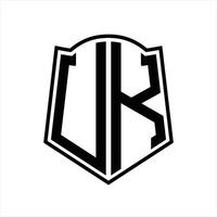 UK logo monogramma con scudo forma schema design modello vettore