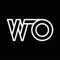 wo logo monogramma con linea stile negativo spazio vettore