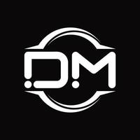 dm logo monogramma con cerchio arrotondato fetta forma design modello vettore