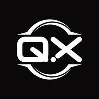 qx logo monogramma con cerchio arrotondato fetta forma design modello vettore