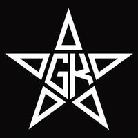 gk logo monogramma con stella forma design modello vettore