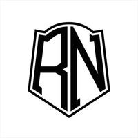 rn logo monogramma con scudo forma schema design modello vettore