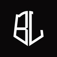 bl logo monogramma con scudo forma nastro design modello vettore