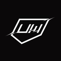 uw logo monogramma lettera con scudo e fetta stile design vettore