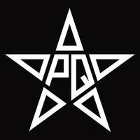 pq logo monogramma con stella forma design modello vettore