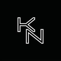 kn logo monogramma con linea stile design modello vettore