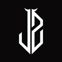 jz logo monogramma con corno forma isolato nero e bianca design modello vettore