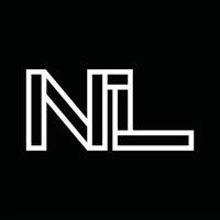 nl logo monogramma con linea stile negativo spazio vettore