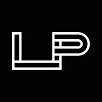 lp logo monogramma con linea stile negativo spazio vettore