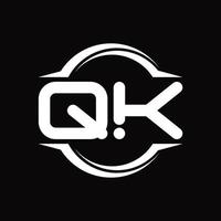 qk logo monogramma con cerchio arrotondato fetta forma design modello vettore