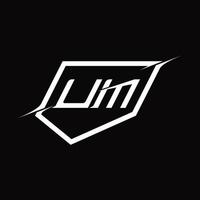 um logo monogramma lettera con scudo e fetta stile design vettore