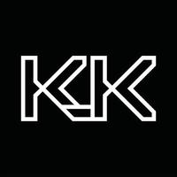 kk logo monogramma con linea stile negativo spazio vettore