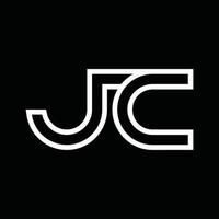 jc logo monogramma con linea stile negativo spazio vettore