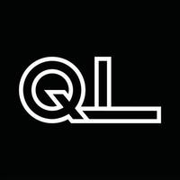 ql logo monogramma con linea stile negativo spazio vettore