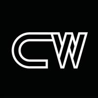 cw logo monogramma con linea stile negativo spazio vettore