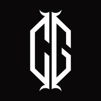 cg logo monogramma con corno forma design modello vettore
