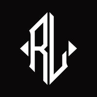 rl logo monogramma con scudo forma isolato design modello vettore