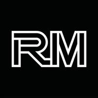 rm logo monogramma con linea stile negativo spazio vettore