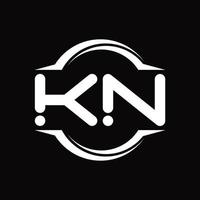 kn logo monogramma con cerchio arrotondato fetta forma design modello vettore