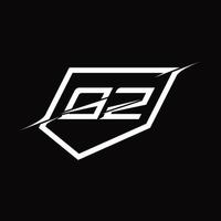 gz logo monogramma lettera con scudo e fetta stile design vettore