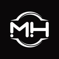 mh logo monogramma con cerchio arrotondato fetta forma design modello vettore