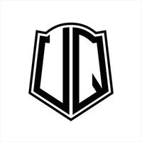 uq logo monogramma con scudo forma schema design modello vettore