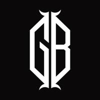 gb logo monogramma con corno forma design modello vettore