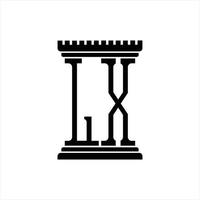 lx logo monogramma con pilastro forma design modello vettore