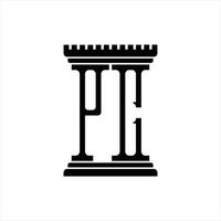 pc logo monogramma con pilastro forma design modello vettore