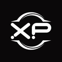 xp logo monogramma con cerchio arrotondato fetta forma design modello vettore