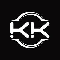 kk logo monogramma con cerchio arrotondato fetta forma design modello vettore