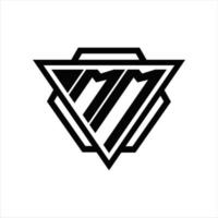 mm logo monogramma con triangolo e esagono modello vettore