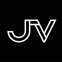 jv logo monogramma con linea stile negativo spazio vettore