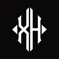 xh logo monogramma con scudo forma isolato design modello vettore