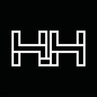 hh logo monogramma con linea stile negativo spazio vettore