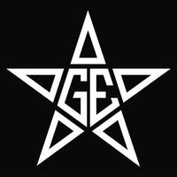 ge logo monogramma con stella forma design modello vettore
