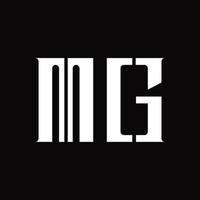 mg logo monogramma con mezzo fetta design modello vettore
