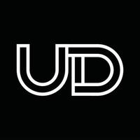 ud logo monogramma con linea stile negativo spazio vettore