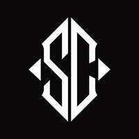 sc logo monogramma con scudo forma isolato design modello vettore