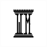 wm logo monogramma con pilastro forma design modello vettore