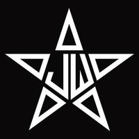 jy logo monogramma con stella forma design modello vettore