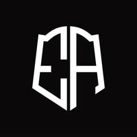 ea logo monogramma con scudo forma nastro design modello vettore