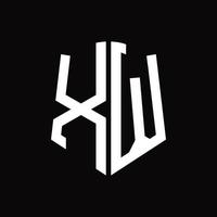 xw logo monogramma con scudo forma nastro design modello vettore