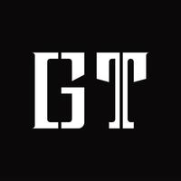 gt logo monogramma con mezzo fetta design modello vettore