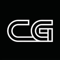 cg logo monogramma con linea stile negativo spazio vettore