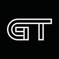 gt logo monogramma con linea stile negativo spazio vettore