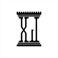 xj logo monogramma con pilastro forma design modello vettore