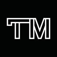 tm logo monogramma con linea stile negativo spazio vettore